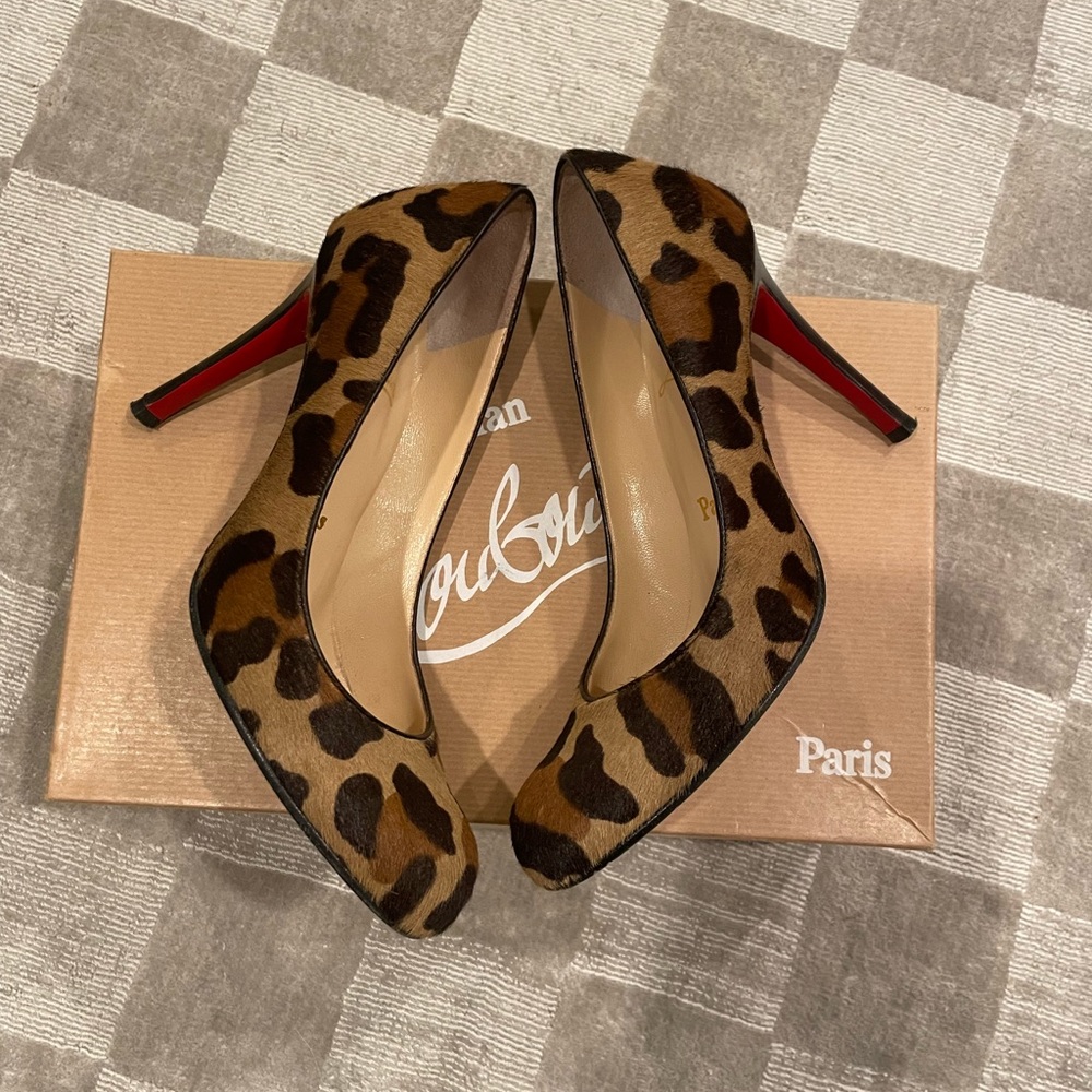Christian Louboutin Miss Allen 100 pony leopard pumps